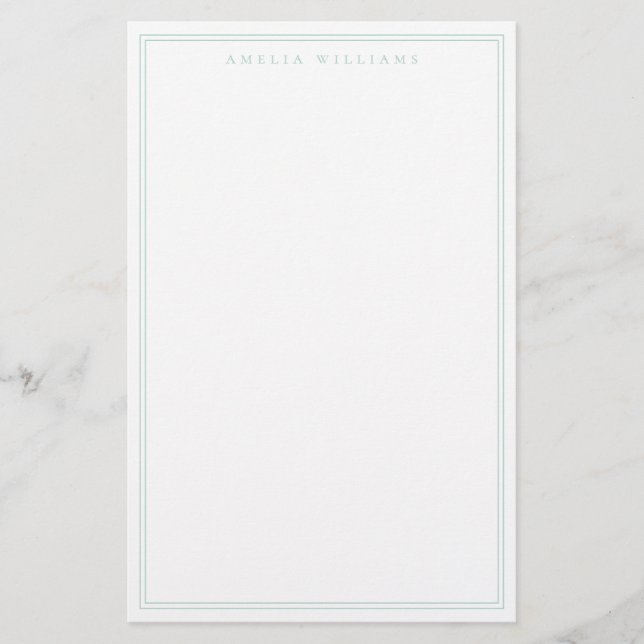 Papelaria Minimalist Turquoise Monogram Two Border (Frente)