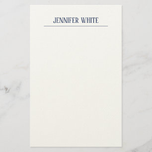 Papelaria Minimalista Elegante Azul e Branco Simples Retro