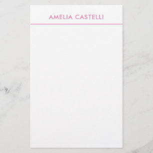 Papelaria Minimalista Profissional Simples Rosa Branco