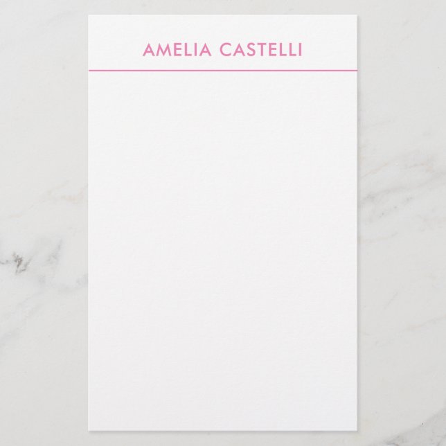 Papelaria Minimalista Profissional Simples Rosa Branco (Frente)