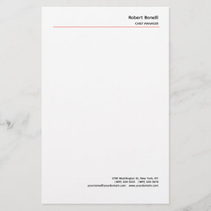 Papelaria Minimalista Simples Moderno Vermelho Branco