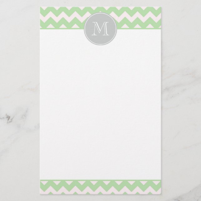 Papelaria Mint Chevron Monogram (Frente)