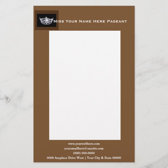 Papelaria Miss América estilo Bold Boxes Letterhead (Frente)