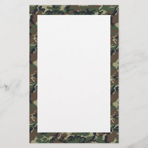 Papelaria Modelo de Fundo da Camouflage Woodland