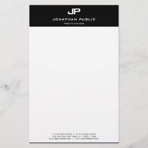 Papelaria Modelo personalizado moderno elegante branco preto