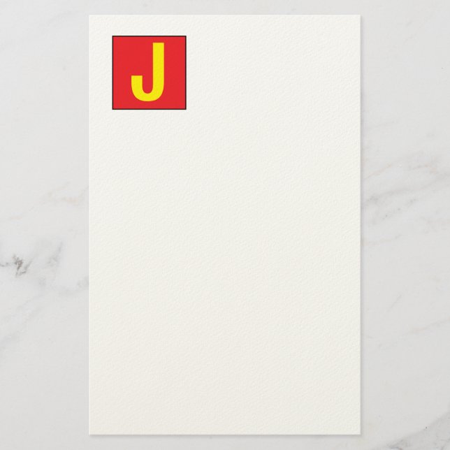 Papelaria Modern Elegant Professional Monogram Red Yellow (Frente)