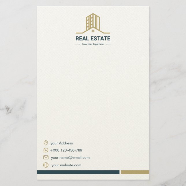 Papelaria Modern Real Estate Stationery Paper (Frente)