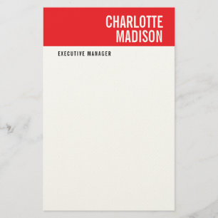 Papelaria Moderno Preto Vermelho Branco Minimalista Simples