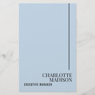 Papelaria Moderno Simples Azul Pálido Plano Minimalista Nome