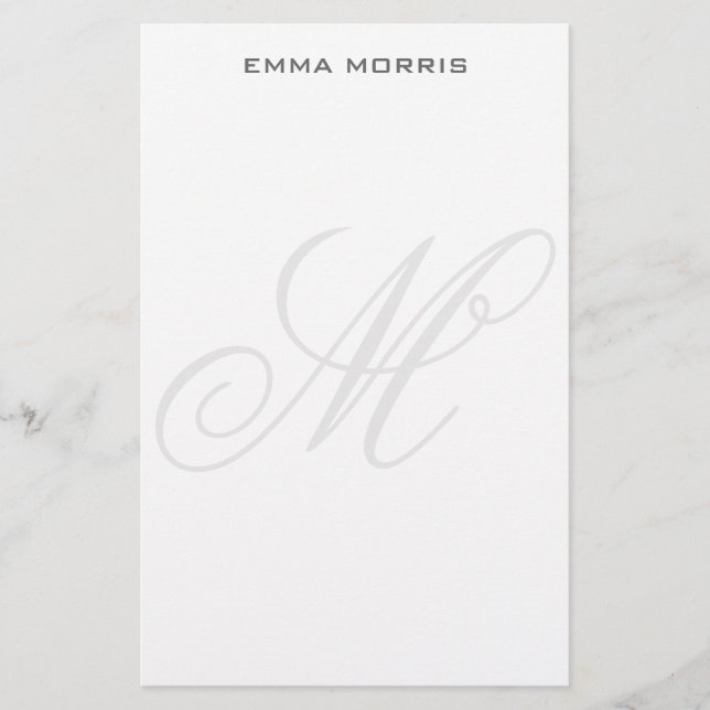 Papelaria Monogram Modern Simple Minimalist Plain (Frente)