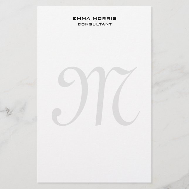 Papelaria Monogram Modern Simple Minimalist Plain (Frente)