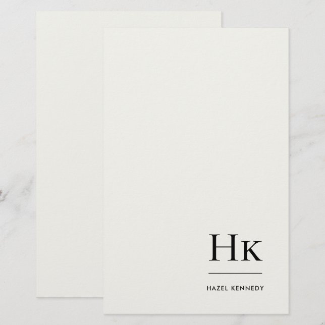 Papelaria Monogram Simple Ivory Monogrammed Personalized (Frente/Verso)