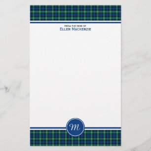 Papelaria Monograma azul do clã de Lamont e verde brilhante