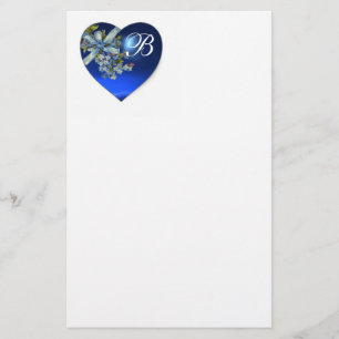 PAPELARIA MONOGRAMA AZUL DO CORAÇÃO & DOS MIOSÓTIS