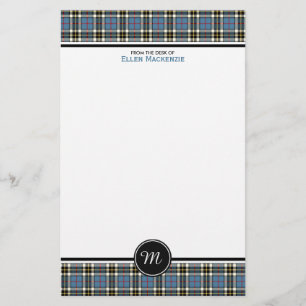 Papelaria Monograma azul do Tartan do vestido formal do clã