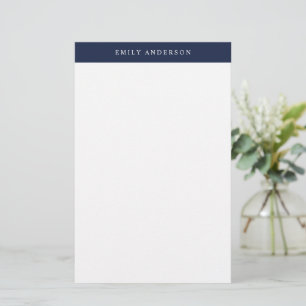 Papelaria Monograma Azul Marinho Minimalista Elegante