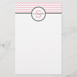 Papelaria Monograma Chevron Rosa