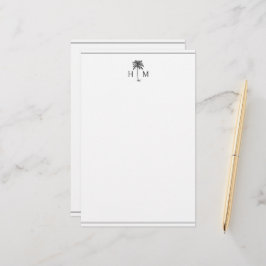 Papelaria Monograma de árvore de palmeira palmeira preta e b