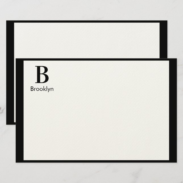Papelaria Monograma de Borda Moderna Minimalista (Frente/Verso)