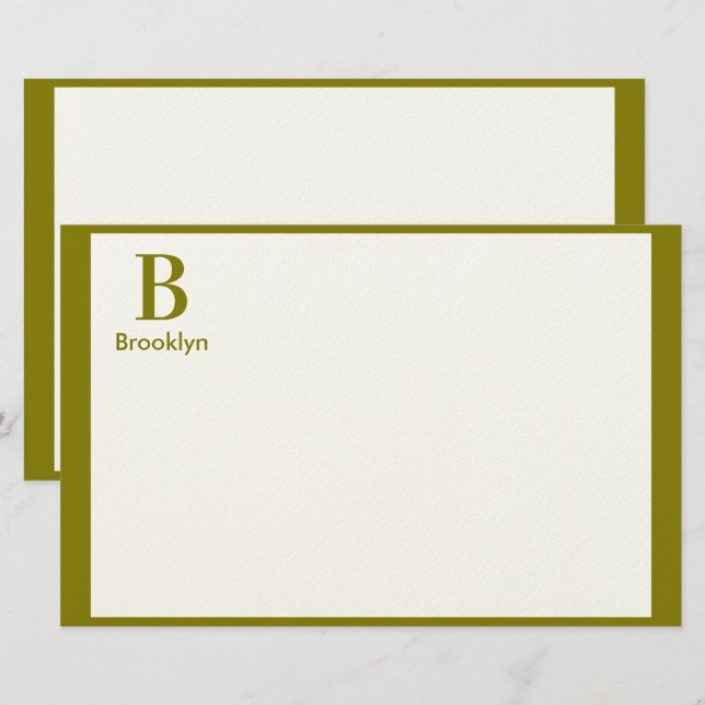 Papelaria Monograma de Borda Moderna Minimalista (Frente/Verso)