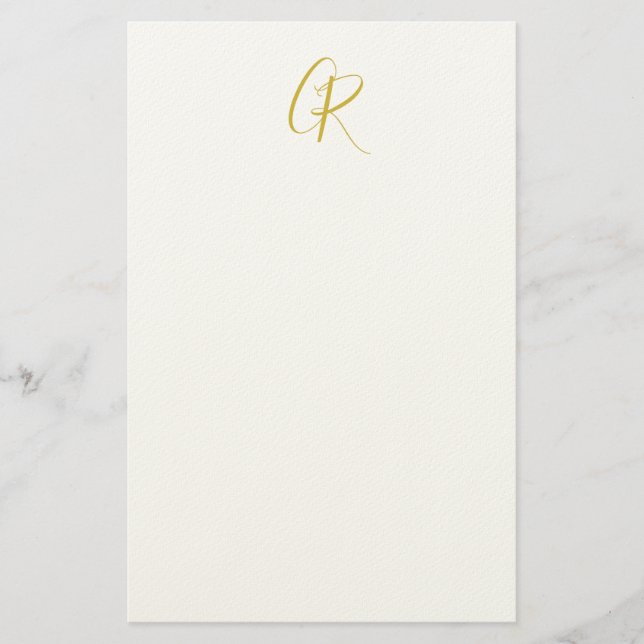 Papelaria Monograma de Caligrafia Cor Dourada Simples Modern (Frente)
