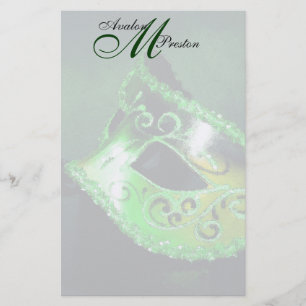 Papelaria Monograma de Casamento Mascarada Verde