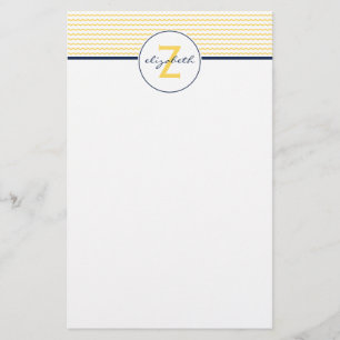 Papelaria Monograma de Chevron Amarelo