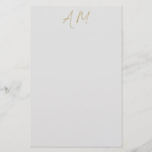 Papelaria Monograma de Cor Dourada Inicial Caligrafia Pro