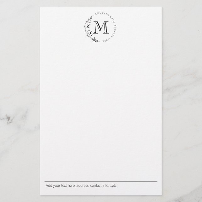 Papelaria Monograma de Grinalda Vintage Personalizada (Frente)
