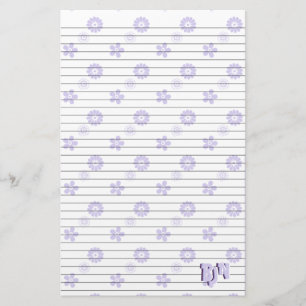 Papelaria Monograma de Papel de Carta Floral Branco e Violet