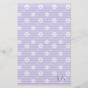 Papelaria Monograma de Papel de Carta Floral Violeta e Branc