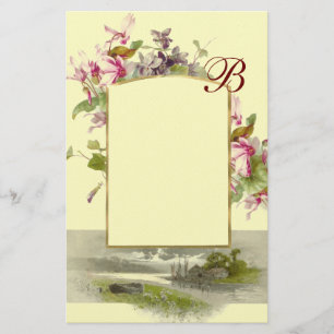 Papelaria MONOGRAMA de ROMANTİCA/CYCLAMENS, creme verde