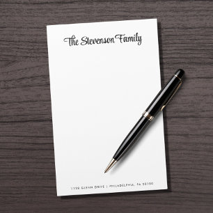 Papelaria Monograma do Nome da Família Na moda Script