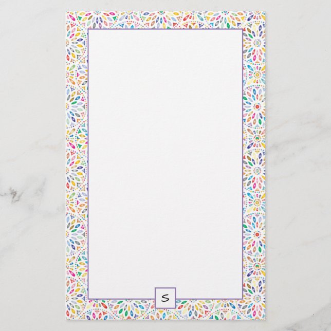 Papelaria Monograma do teste padrão | do caleidoscópio (Frente)