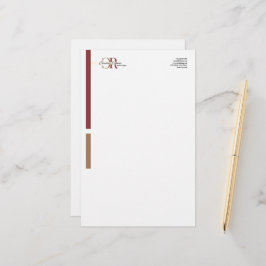Papelaria Monograma Dourado Simples Moderno da Borgonha