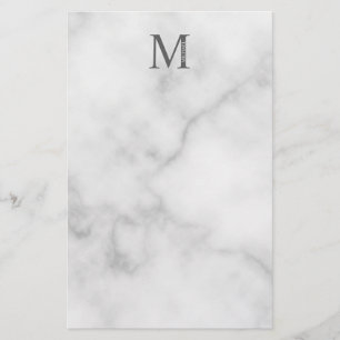 Papelaria Monograma e Nome Personalizados do Marble Branco