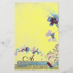 Papelaria Monograma floral do casamento amarelo brilhante de