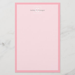 Papelaria Monograma inicial com estrutura branca cor-de-rosa