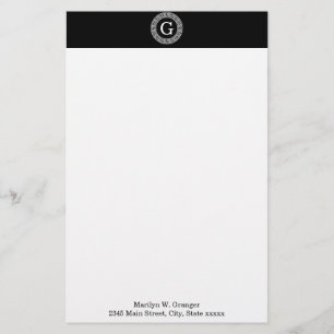 Papelaria Monograma Inicial do Quadro-Chave Grego Branco Pre