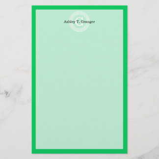 Papelaria Monograma inicial do Quadro chave grego Emerald Wh