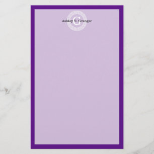 Papelaria Monograma Inicial do Quadro-Chave Grego - Purple W
