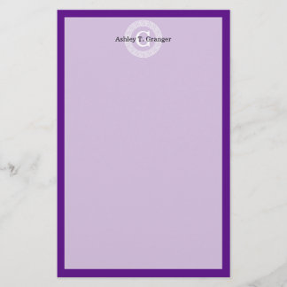 Papelaria Monograma Inicial do Quadro-Chave Grego - Purple W