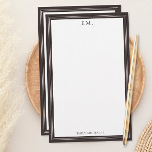 Papelaria Monograma Marrom Minimalista