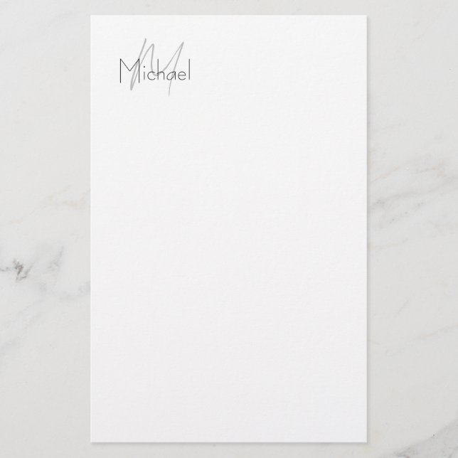 Papelaria Monograma Minimalista Simples Moderno Nome (Frente)