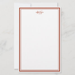 Papelaria Monograma Minimalista Vermelho Escarlate Simples c