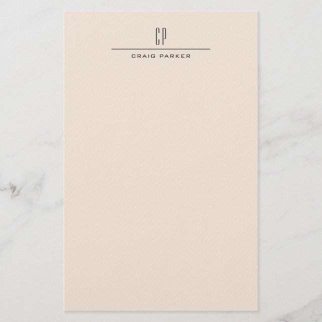 Papelaria Monograma Moderna Profissional Cor Pastel Simples (Frente)