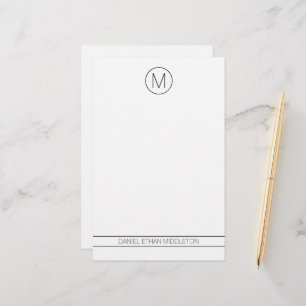 Papelaria Monograma Moderno Clássico Preto e Branco