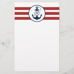 Papelaria Monograma náutico vermelho da âncora