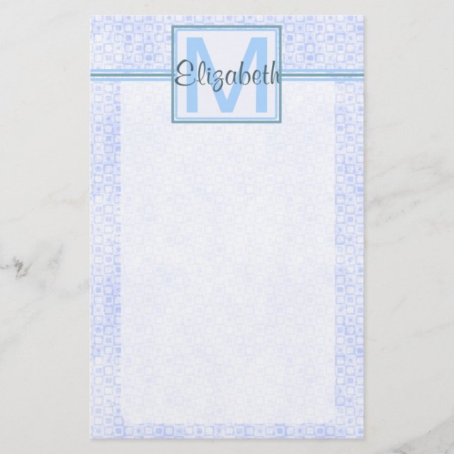 Papelaria Monograma personalizado azul (Frente)