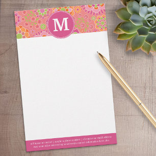 Papelaria Monograma Personalizado de Padrão Floral Primaver